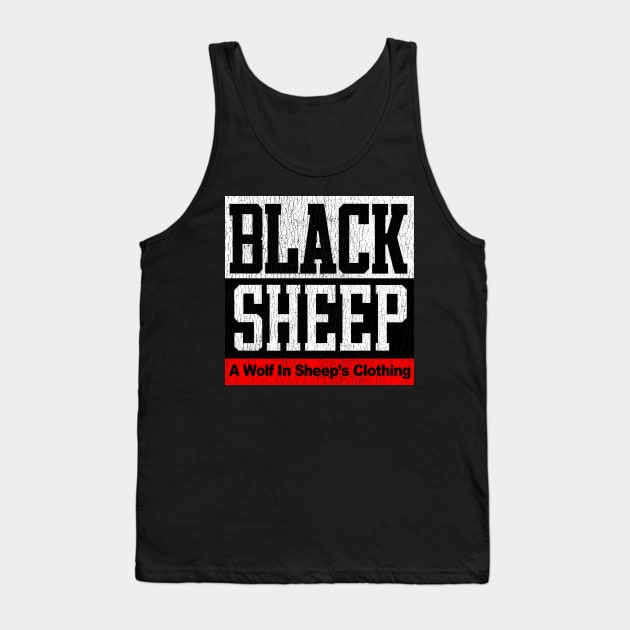 Black Sheep Vintage Rap Group Distressed Wolf In Sheep's Clothing Logo 90's Tank Top by robotbasecamp